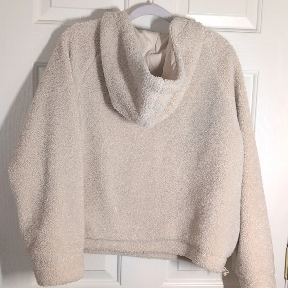 Vince Cream Sandlewood Sherpa Oversized Hooded Pullover Large - Picture 8 of 10